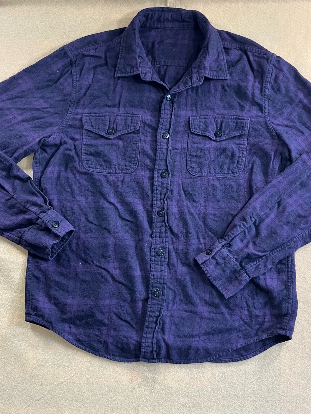 American Eagle Outfitters Men's Dark Purple Button-Down Shirt